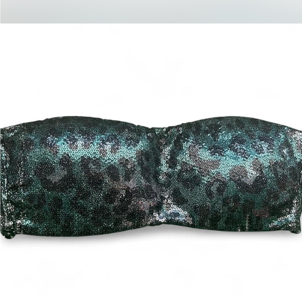Victoria's Secret Sequin Crop Top - Green and Black